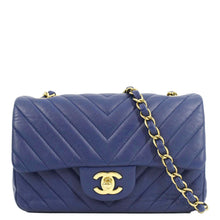 Load image into Gallery viewer, CHANEL CC Mini Rectangular Flap Chevron Leather Shoulder Bag Purple
