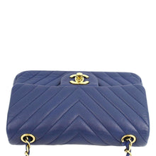 Load image into Gallery viewer, CHANEL CC Mini Rectangular Flap Chevron Leather Shoulder Bag Purple
