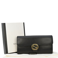 Load image into Gallery viewer, GUCCI Interlocking GG Calfskin Leather Wallet Black 615524
