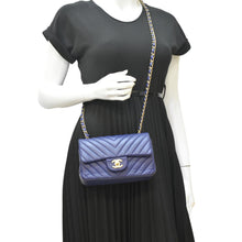 Load image into Gallery viewer, CHANEL CC Mini Rectangular Flap Chevron Leather Shoulder Bag Purple
