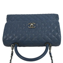 Load image into Gallery viewer, CHANEL CC Coco Caviar Leather Top Handle Flap Shoulder Bag Blue
