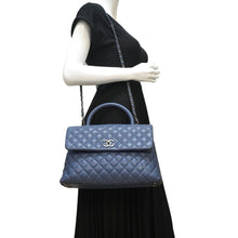 Load image into Gallery viewer, CHANEL CC Coco Caviar Leather Top Handle Flap Shoulder Bag Blue
