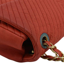 Load image into Gallery viewer, CHANEL Medallion Charm Flap Medium Wrinkled Chevron Leather Crossbody Bag Red
