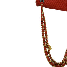 Load image into Gallery viewer, CHANEL Medallion Charm Flap Medium Wrinkled Chevron Leather Crossbody Bag Red
