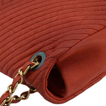 Load image into Gallery viewer, CHANEL Medallion Charm Flap Medium Wrinkled Chevron Leather Crossbody Bag Red
