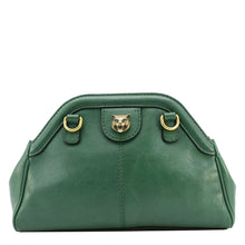 Load image into Gallery viewer, GUCCI Re(Belle) Tiger head Leather Green Shoulder Bag  front side
