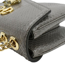 Load image into Gallery viewer, GUCCI Medium Leather Chain Shoulder Bag Grey upper right corner look
