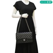 Load image into Gallery viewer, CHANEL Classic Jumbo Double Flap Quilted Caviar Leather Shoulder Bag Black
