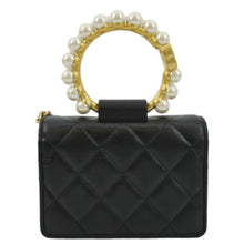 Load image into Gallery viewer, CHANEL Pearl Mini Quilted Leather Top Handle Shoulder Bag Black
