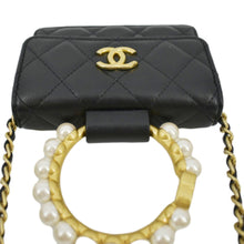 Load image into Gallery viewer, CHANEL Pearl Mini Quilted Leather Top Handle Shoulder Bag Black
