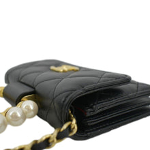 Load image into Gallery viewer, CHANEL Pearl Mini Quilted Leather Top Handle Shoulder Bag Black
