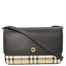 Load image into Gallery viewer, BURBERRY Hampshire Vintage Check Leather Crossbody Bag Black
