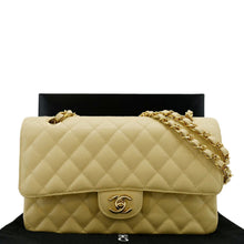 Load image into Gallery viewer, CHANEL Classic Double Flap Quilted Shoulder Bag Cream front side
