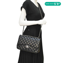 Load image into Gallery viewer, CHANEL Classic Double Flap Quilted Leather Shoulder Bag Black
