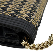 Load image into Gallery viewer, CHANEL Boy Flap Woven Raffia Leather Shoulder Bag Black
