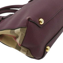 Load image into Gallery viewer, BURBERRY Banner Small House Check Leather Tote Shoulder Bag Maroon
