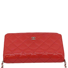 Load image into Gallery viewer, CHANEL WOC Quilted Patent Leather Red Crossbody Bag  upper look
