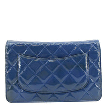 Load image into Gallery viewer, CHANEL WOC Quilted Patent Leather Blue Crossbody Bag  back side
