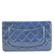 Load image into Gallery viewer, CHANEL WOC Quilted Patent Leather Blue Crossbody Bag back look
