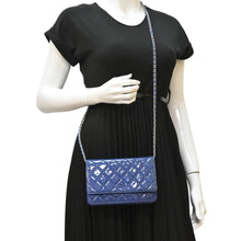 Load image into Gallery viewer, CHANEL WOC Quilted Patent Leather Blue Crossbody Bag dummy look
