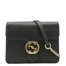 Load image into Gallery viewer, GUCCI Interlocking GG Leather Crossbody Bag Black front look
