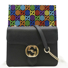 Load image into Gallery viewer, GUCCI Interlocking GG Leather Crossbody Bag Black front side
