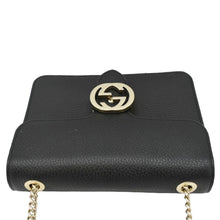 Load image into Gallery viewer, GUCCI Interlocking GG Leather Crossbody Bag Black upper look
