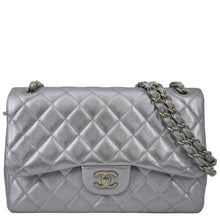 Load image into Gallery viewer, CHANEL Jumbo Flap Quilted Leather Shoulder Bag Silver
