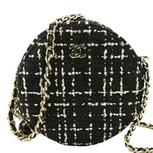 Load image into Gallery viewer, CHANEL Round Quilted Tweed Clutch Crossbody Bag Black
