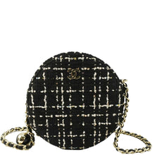 Load image into Gallery viewer, CHANEL Round Quilted Tweed Clutch Crossbody Bag Black
