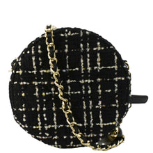 Load image into Gallery viewer, CHANEL Round Quilted Tweed Clutch Crossbody Bag Black
