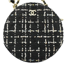 Load image into Gallery viewer, CHANEL Round Quilted Tweed Clutch Crossbody Bag Black
