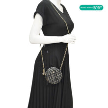 Load image into Gallery viewer, CHANEL Round Quilted Tweed Clutch Crossbody Bag Black
