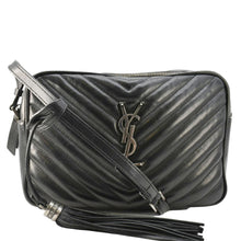 Load image into Gallery viewer, YVES SAINT LAURENT Lou Camera Chevron Leather Crossbody Bag Black
