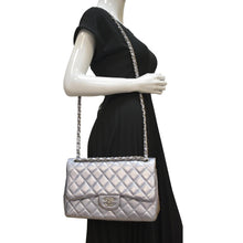 Load image into Gallery viewer, CHANEL Jumbo Flap Quilted Leather Shoulder Bag Silver
