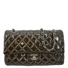 Load image into Gallery viewer, CHANEL Classic Medium Double Flap Patent Leather Shoulder Bag Dark Brown
