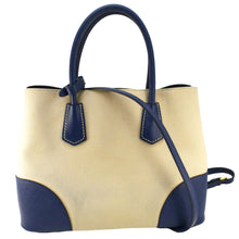 Load image into Gallery viewer, PRADA Double Handle Canvas Tote Shoulder Bag Beige
