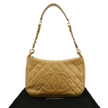 Load image into Gallery viewer, CHANEL Vintage Half Moon Leather Hobo Bag Dark Beige Front view
