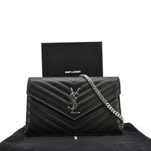 Load image into Gallery viewer, YVES SAINT LAURENT Wallet on Chain Leather Crossbody Bag Black
