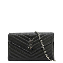 Load image into Gallery viewer, YVES SAINT LAURENT Wallet on Chain Leather Crossbody Bag Black
