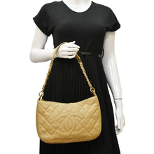 Load image into Gallery viewer, CHANEL Vintage Half Moon Leather Hobo Handbag Dark Beige
