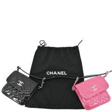 Load image into Gallery viewer, CHANEL CC Double Mini Flap Patent Quilted Leather Chain Waist Bag Black Pink
