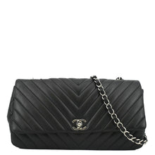 Load image into Gallery viewer, CHANEL Surpique Chevron Medium Lambskin Leather Flap Crossbody Bag Black
