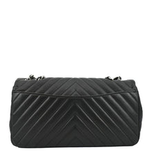 Load image into Gallery viewer, CHANEL Surpique Chevron Medium Lambskin Leather Flap Crossbody Bag Black
