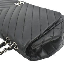 Load image into Gallery viewer, CHANEL Surpique Chevron Medium Lambskin Leather Flap Crossbody Bag Black
