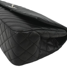 Load image into Gallery viewer, CHANEL Surpique Chevron Medium Lambskin Leather Flap Crossbody Bag Black
