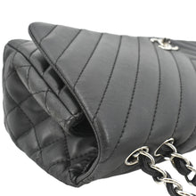 Load image into Gallery viewer, CHANEL Surpique Chevron Medium Lambskin Leather Flap Crossbody Bag Black
