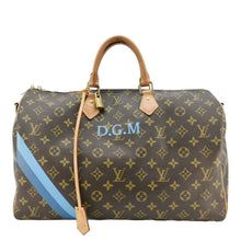 Load image into Gallery viewer, LOUIS VUITTON Speedy 40 Bandouliere Heritage Monogram Canvas Travel Bag Blue Clair
