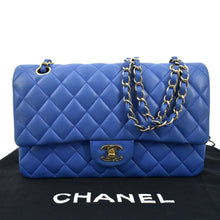 Load image into Gallery viewer, CHANEL Classic Double Flap Quilted Leather Shoulder Bag Blue
