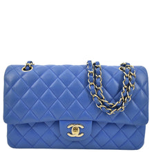 Load image into Gallery viewer, CHANEL Classic Double Flap Quilted Leather Shoulder Bag Blue
